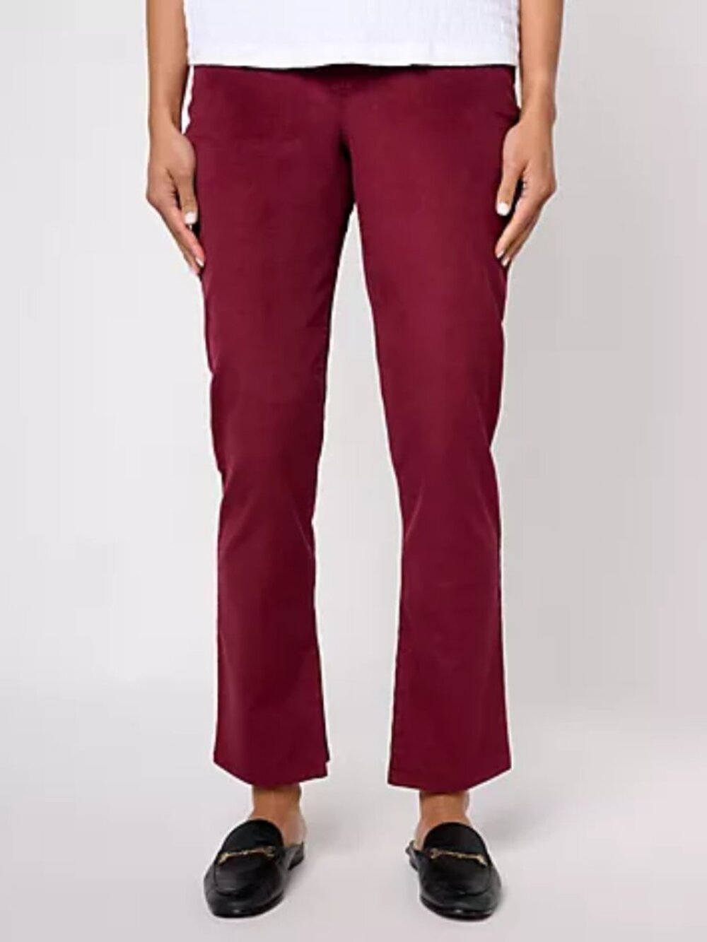 Denim & Co. Adaptive Slim Straight Corduroy Pant Wine Size 4